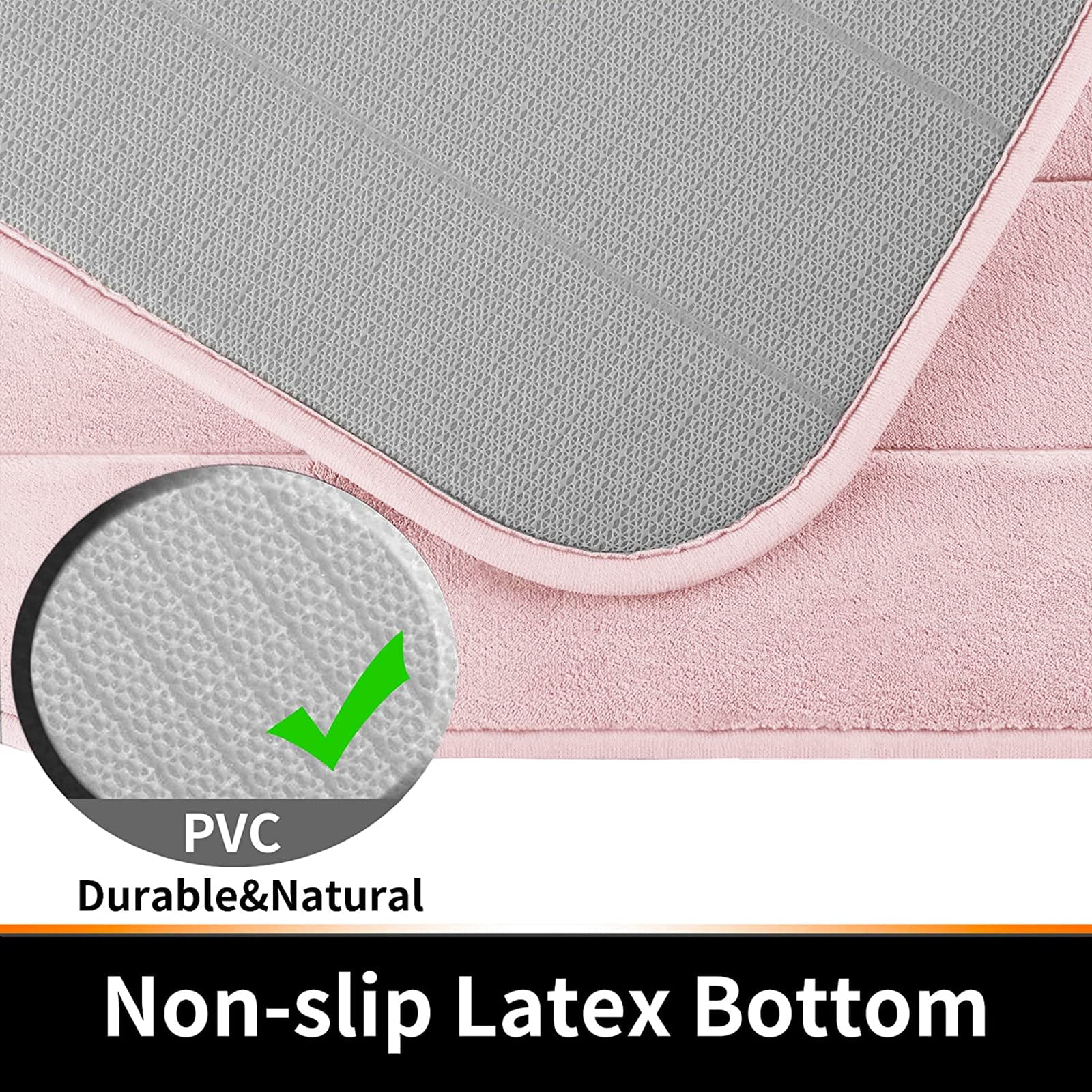 Yimobra Memory Foam Bath Mat Large Size 24 x 17 Inches  Soft and Comfortable  Super Water Absorption  Non-Slip  Thick  Machine Wash  Easier to Dry for Bathroom Floor Rug Soft Pink